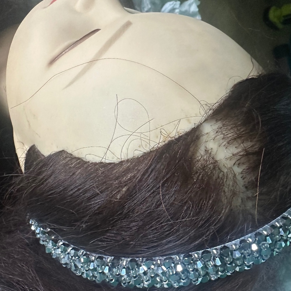 Beaded rhinestone black headband